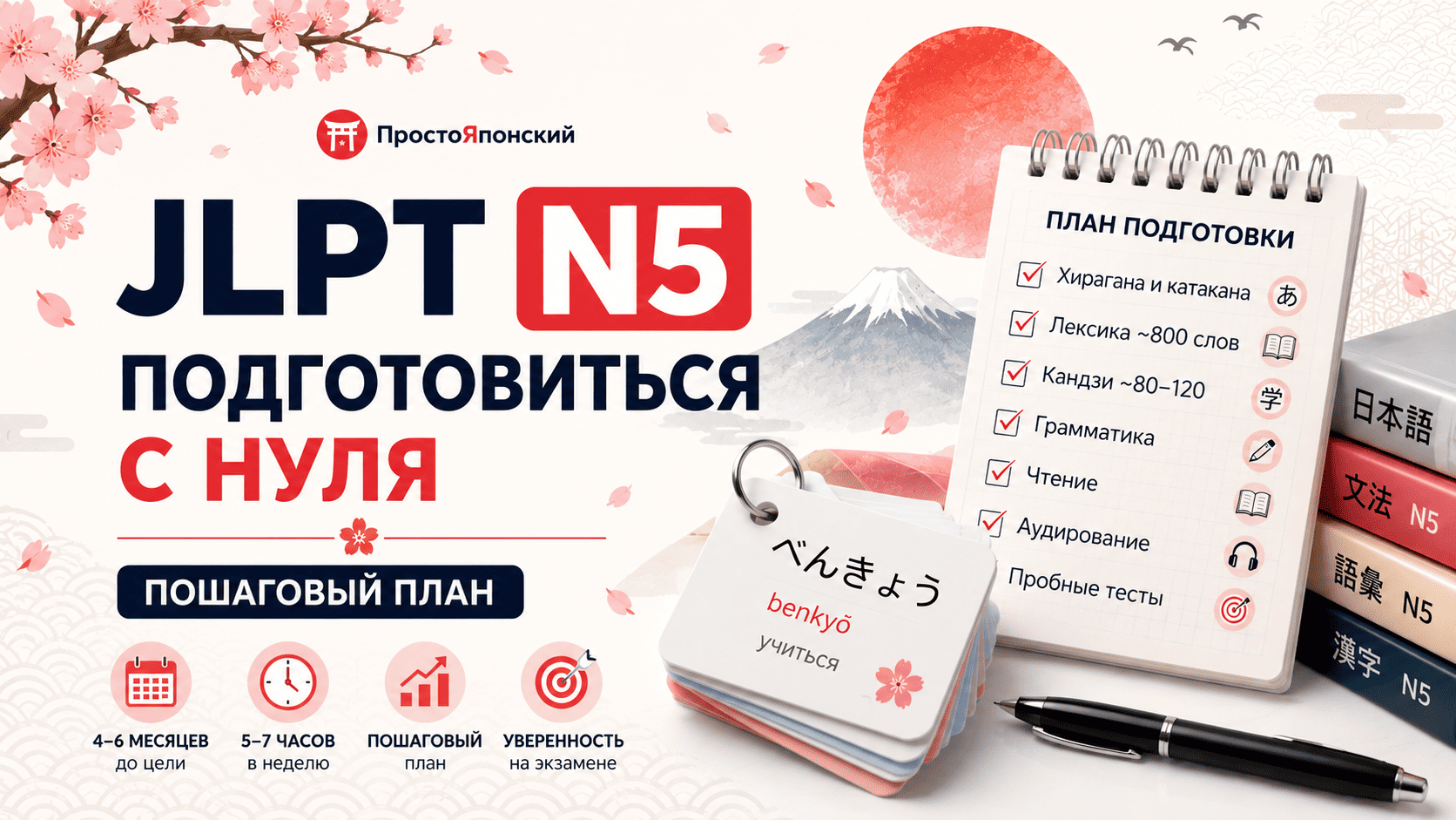 Подготовка к JLPT N5 с нуля: учебный план, слова, кандзи и грамматика
