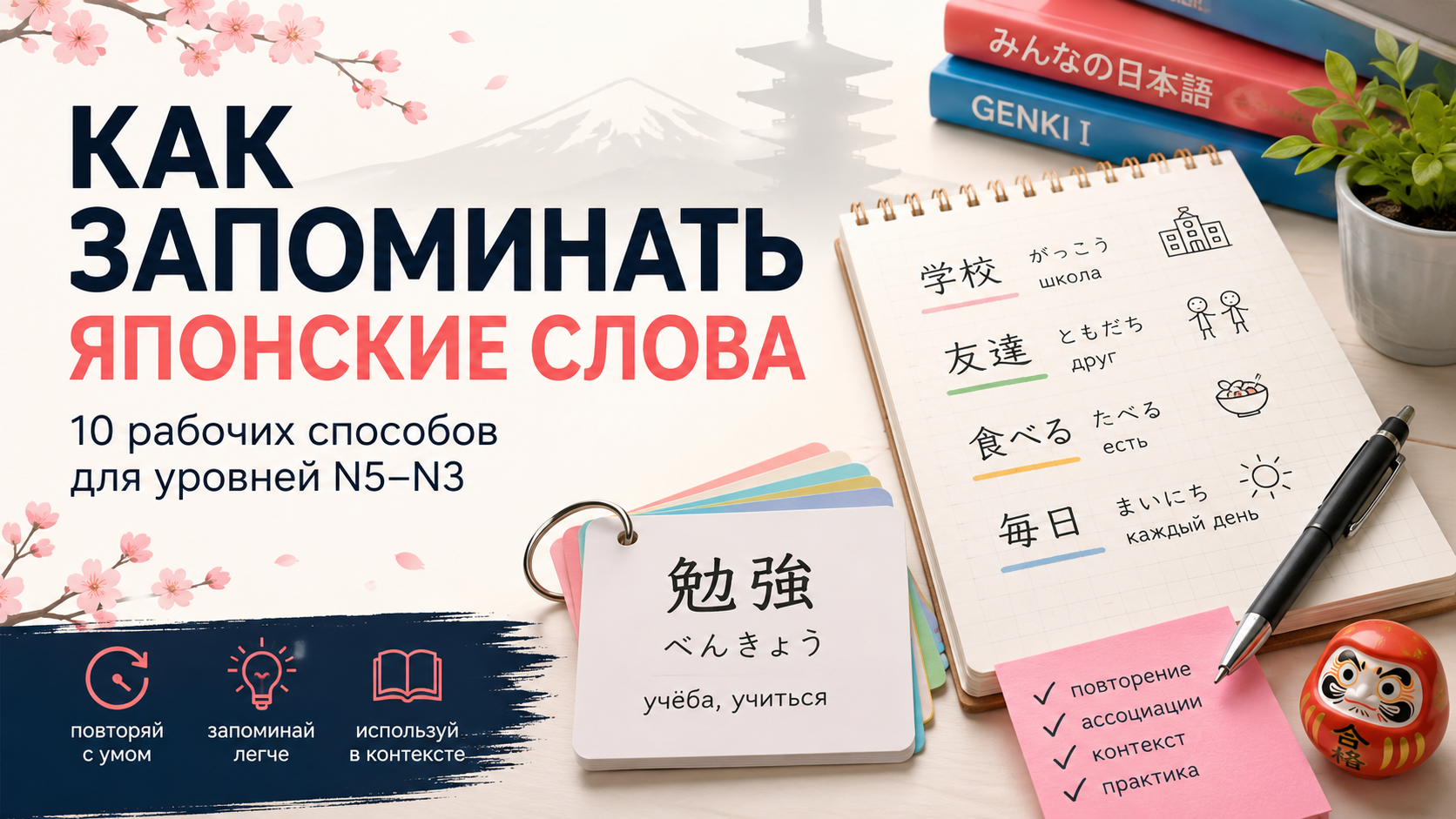 Тренировка японских слов в сервисе ПростоЯпонский