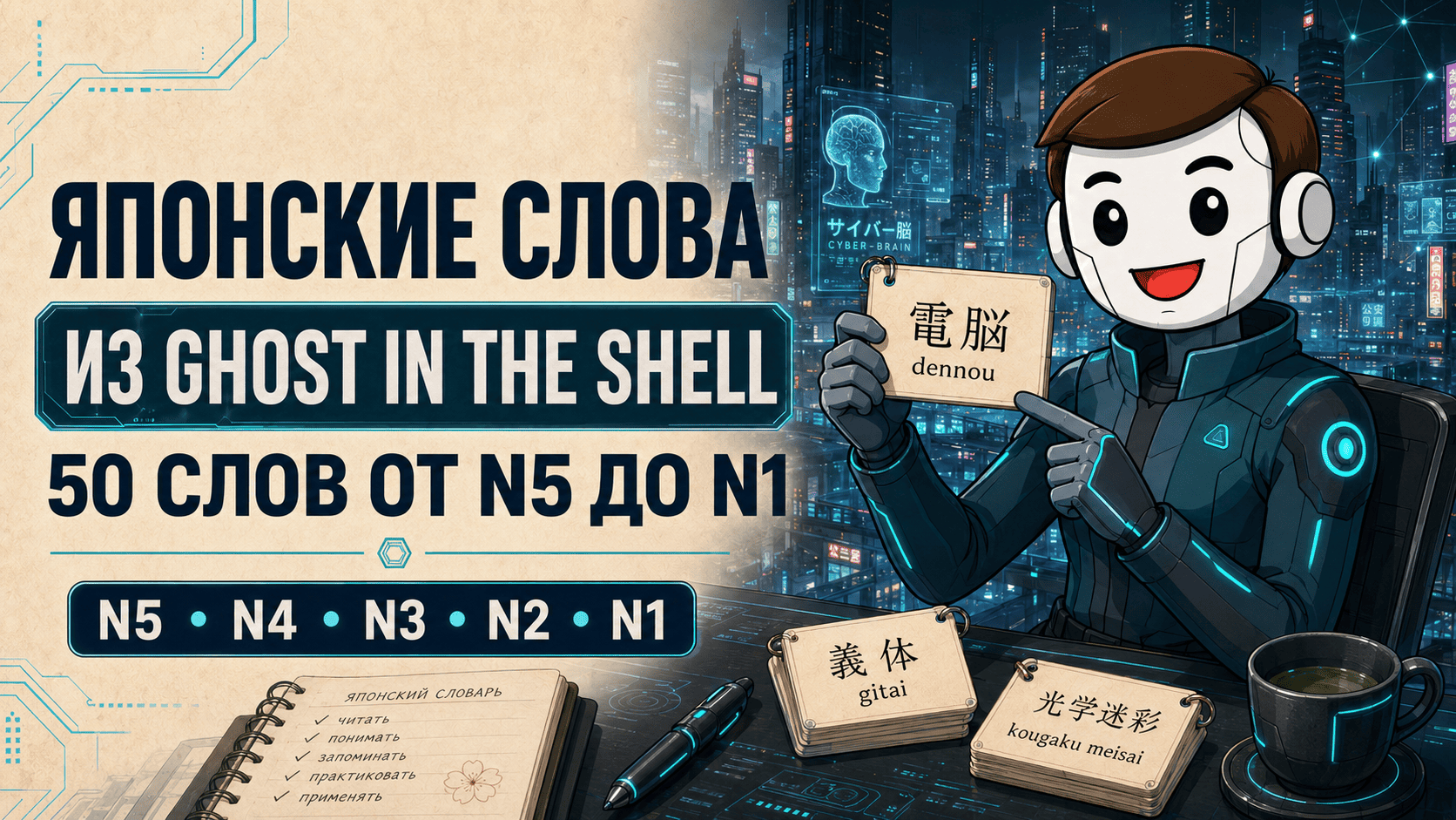 Японские слова и киберпанк-лексика по мотивам Ghost in the Shell